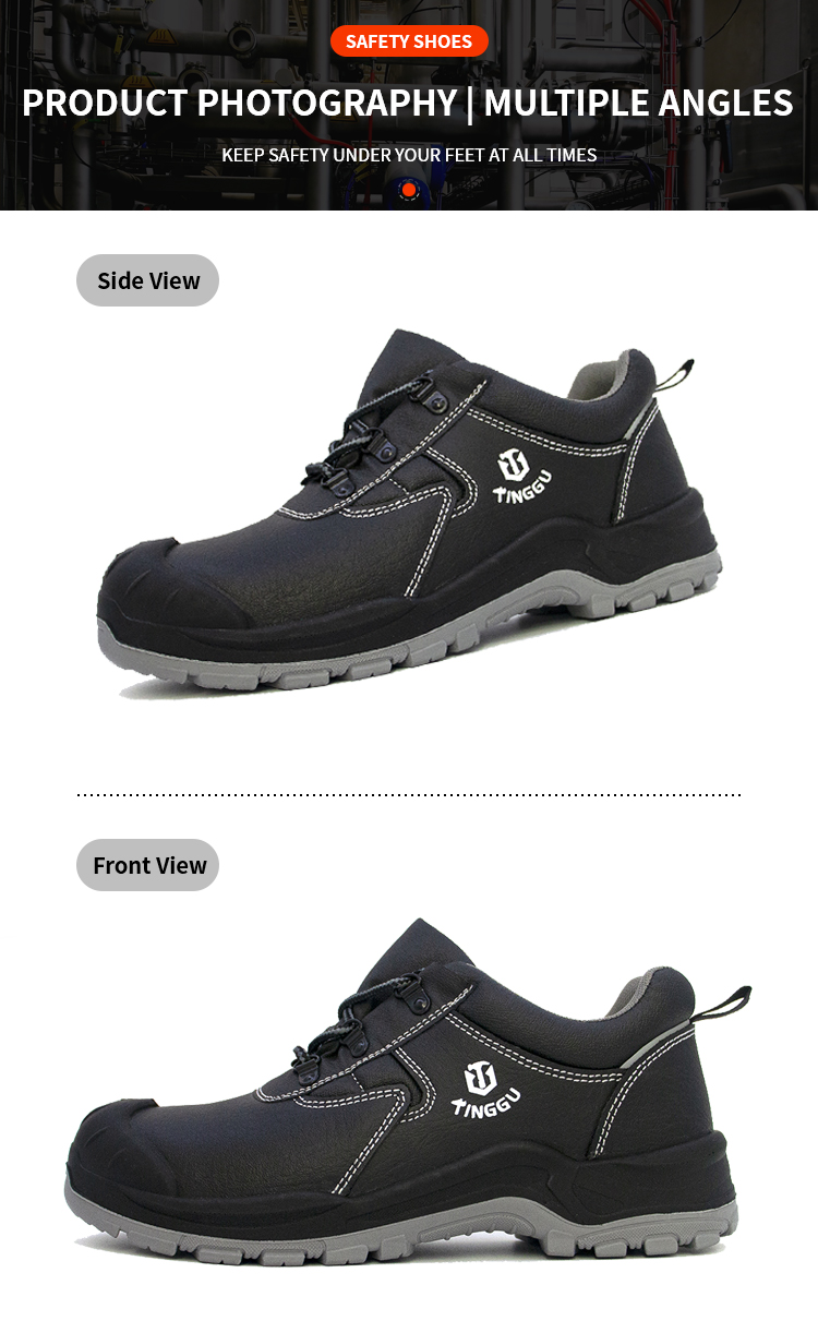 TG2585 middle cut safety footwear, cow leather steel toe steel plate anti-static safety shoes