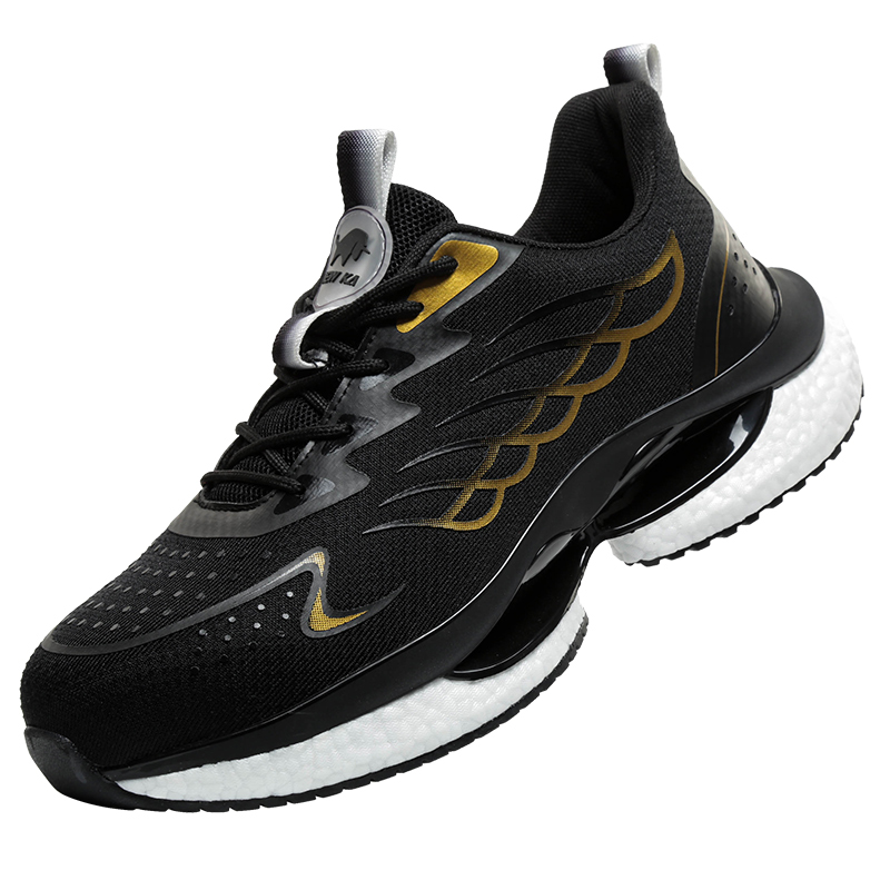 NK27 plastic toe and kevlar midsole safety shoes labor footwear with breathable mesh upper material and popcorn base