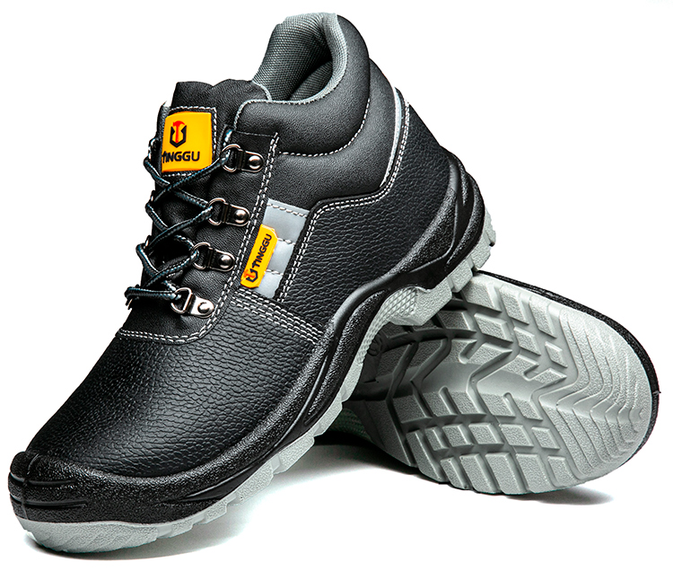 No.168 cow split leather, EU standard steel toe and steel plate safety shoes with PU outsole, impact resistant, anti-static labor shoes puncture proof construction shoes