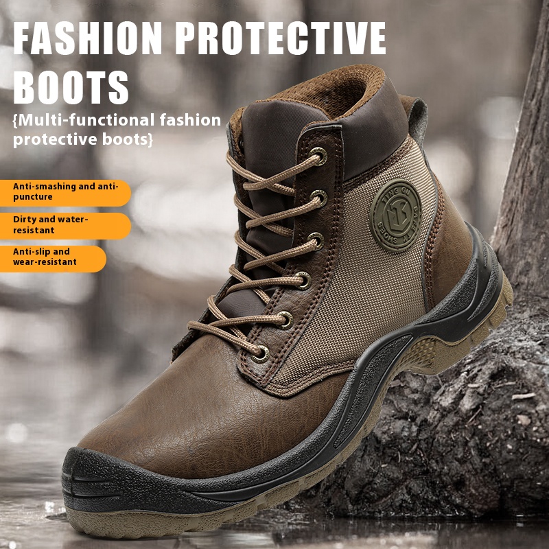 TG237 micro fiber leather impact resistant work boot fashion safety boot puncture-proof safety shoes high cut steel toe steel plate EU size36-47 - - 11