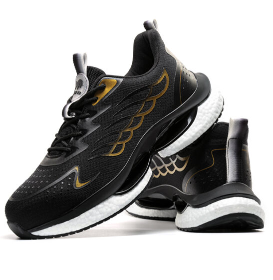 nk27 plastic toe and kevlar midsole safety shoes labor footwear with breathable mesh upper material and popcorn base