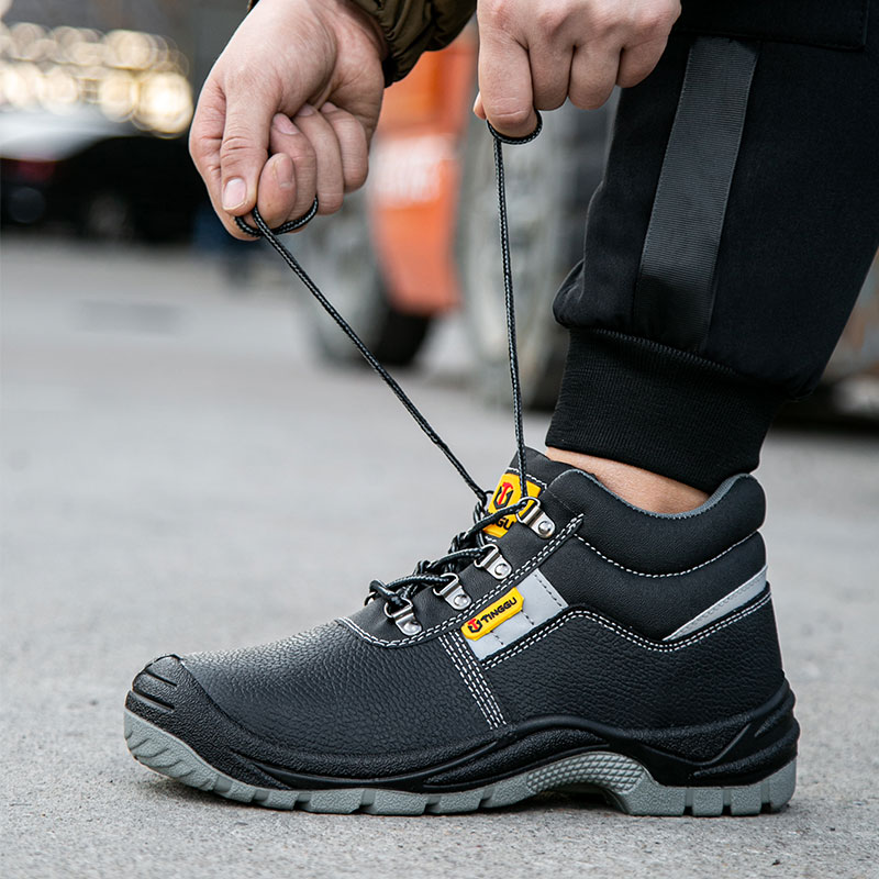 No.168 cow split leather, EU standard steel toe and steel plate safety shoes with PU outsole, impact resistant, anti-static labor shoes puncture proof construction shoes - - 7
