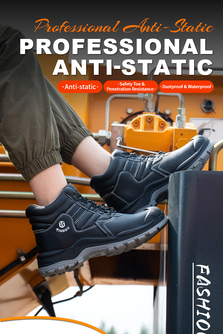 Tg2586 high cut anti-static safety shoes, anti-puncture impact resistant work shoes
