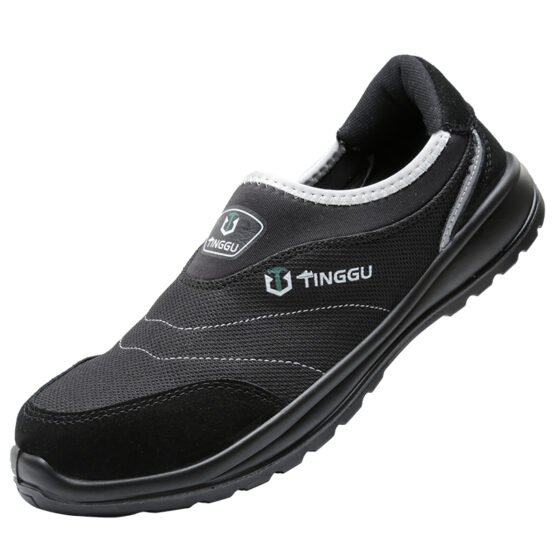 no.fjd856 anti static cow suede leather safety labor shoes with steel toe and kevlar sole, crush resistant and puncture proof
