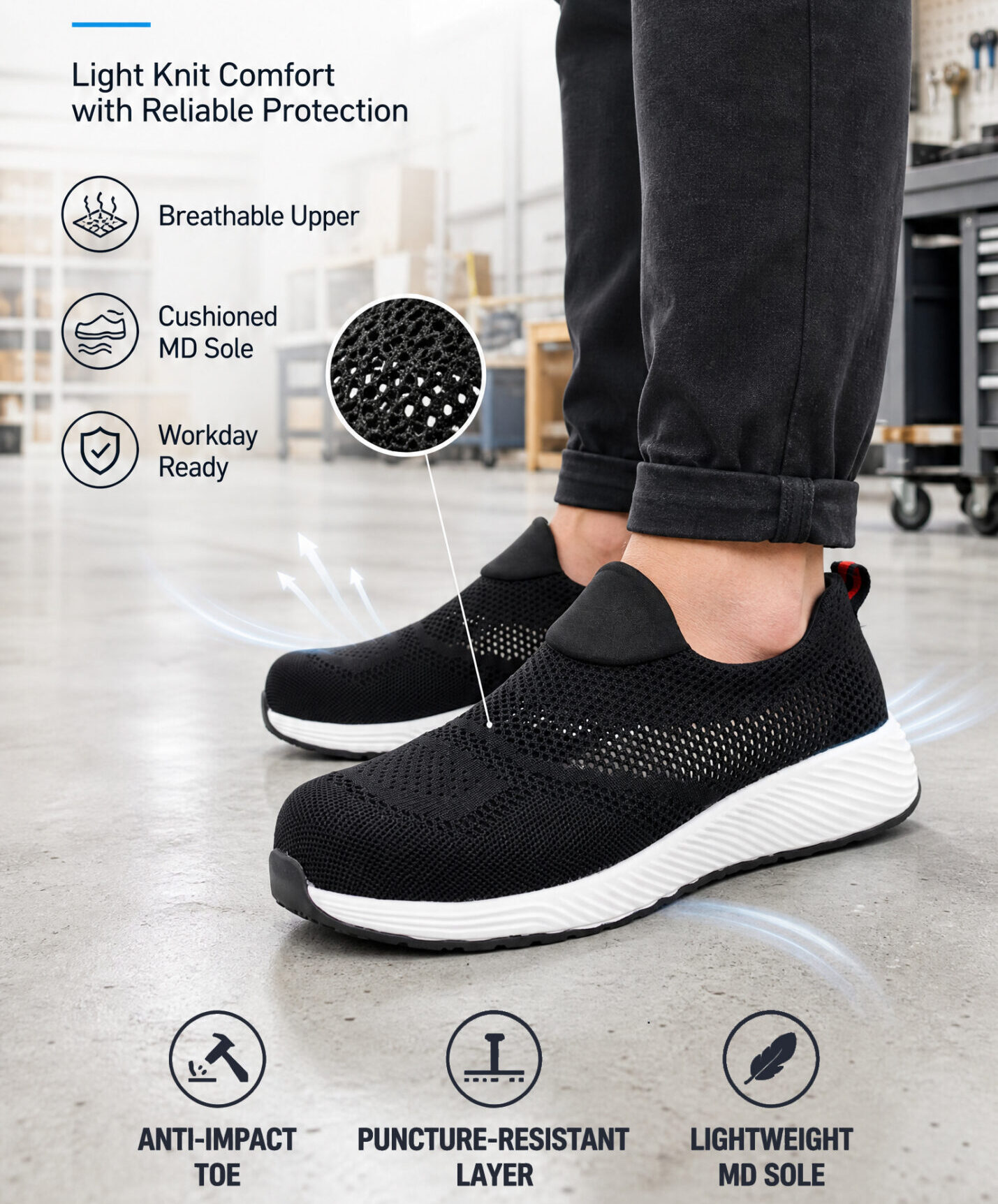 Breathable Knit Safety Shoes: All-Day Comfort & Solid Work Protection