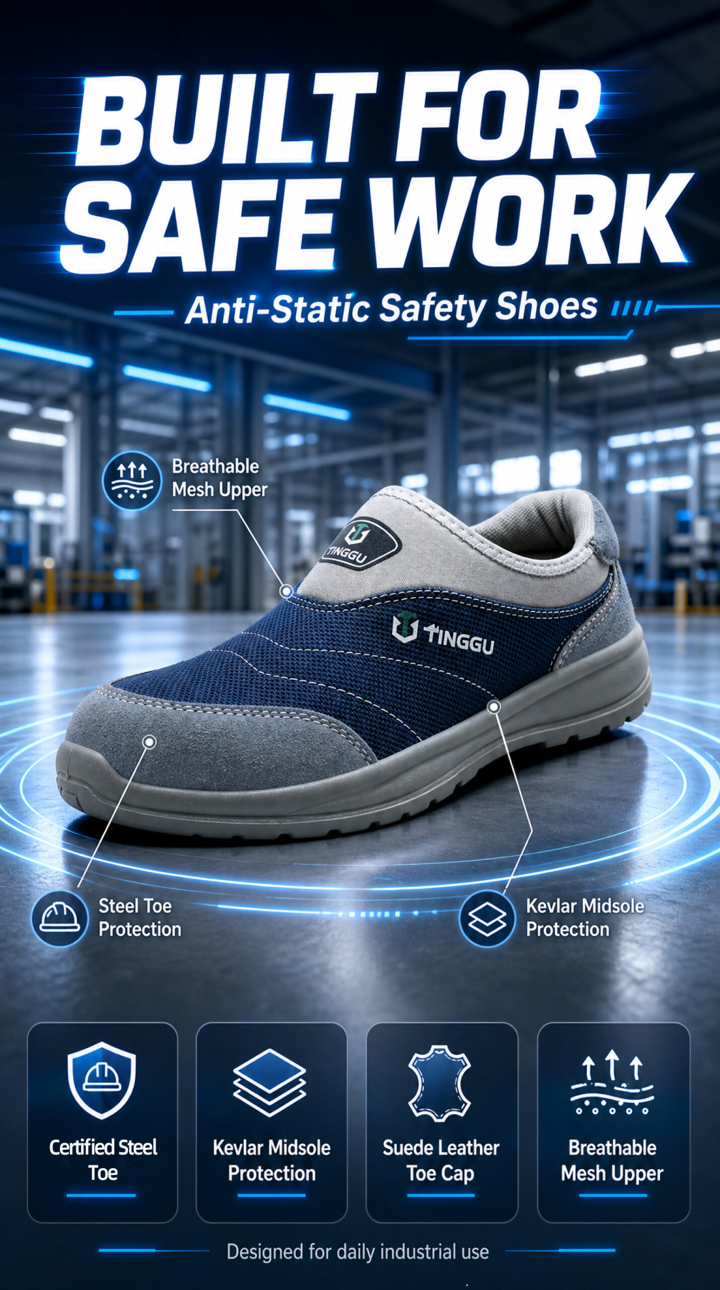 TINGGU Anti-Static Safety Shoes: Built for Reliable Industrial Work Safety