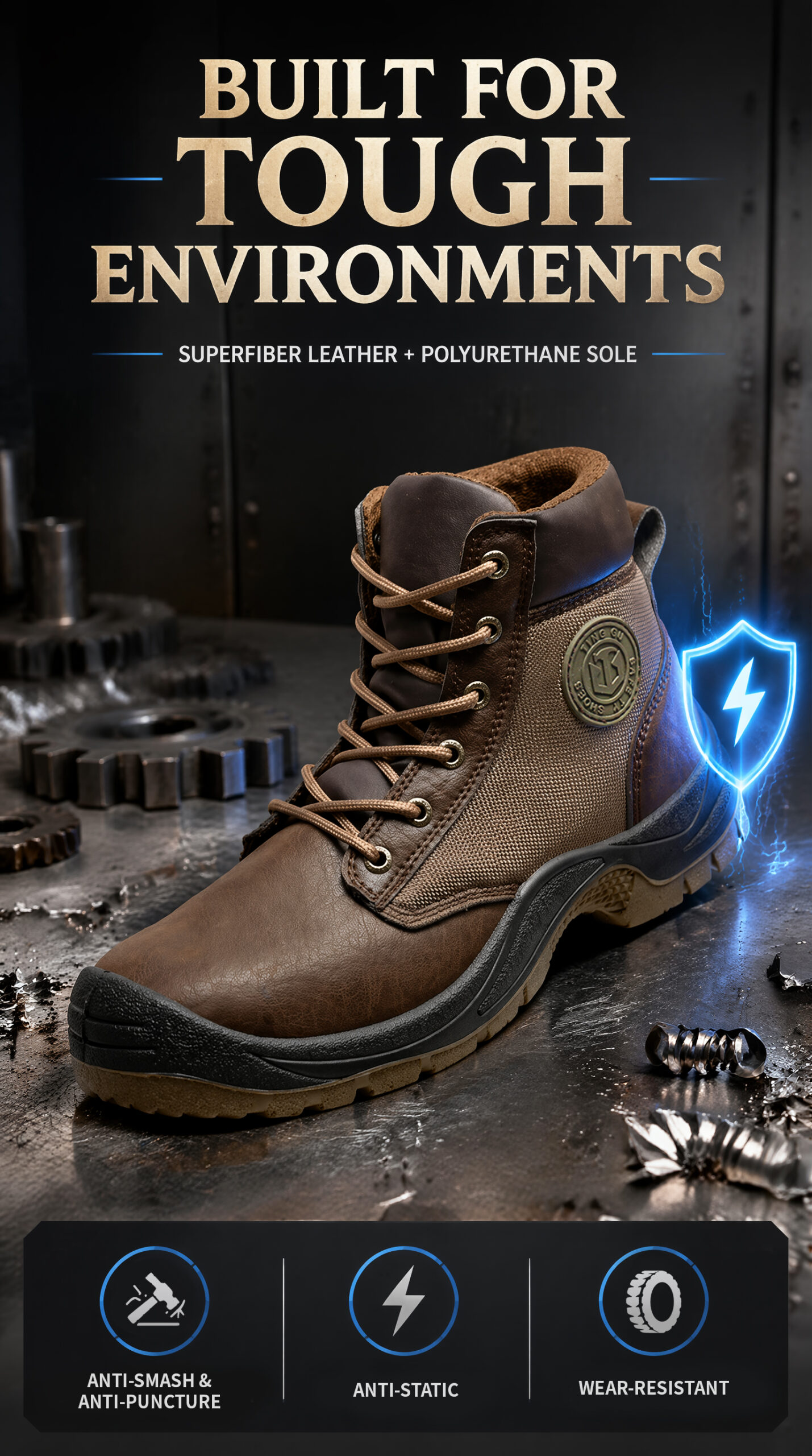 # Mid-Cut Superfiber Leather Safety Boots: All-Round Industrial Protection